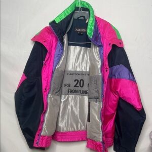 Vintage Nevis Men’s puffer frontline sneakers w bomber jacket waterproof neon Lg
